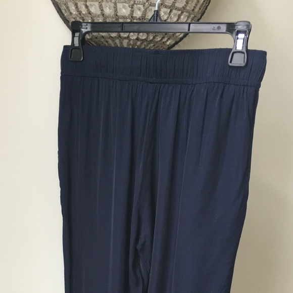 Navy Satin Drawstring Jogger Pants - Picture 5 of 6